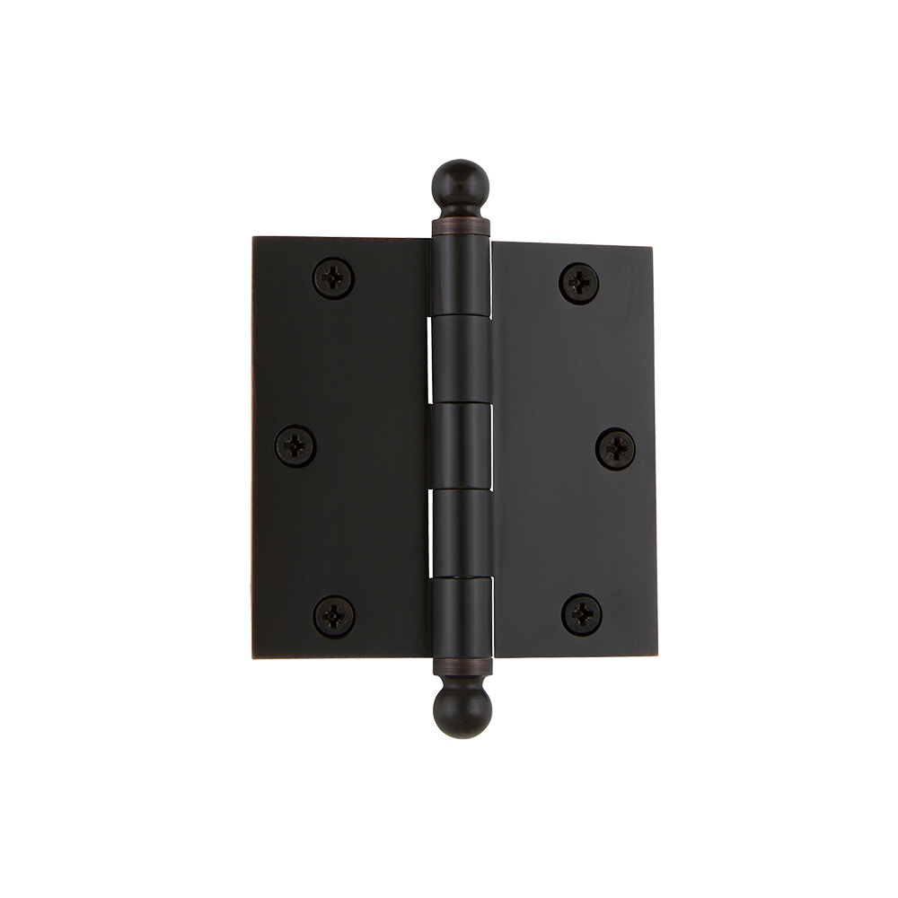 Nostalgic Warehouse BALHNG  3.5" Ball Tip Residential Hinge with Square Corners in Timeless Bronze