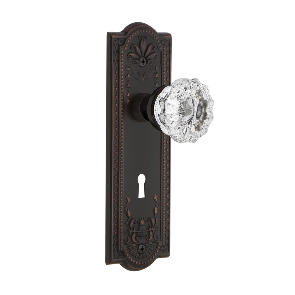 703867 Nostalgic Warehouse MEACRY Meadows Plate Interior Mortise Crystal  Glass Door Knob in Timeless Bronze GoingKnobs