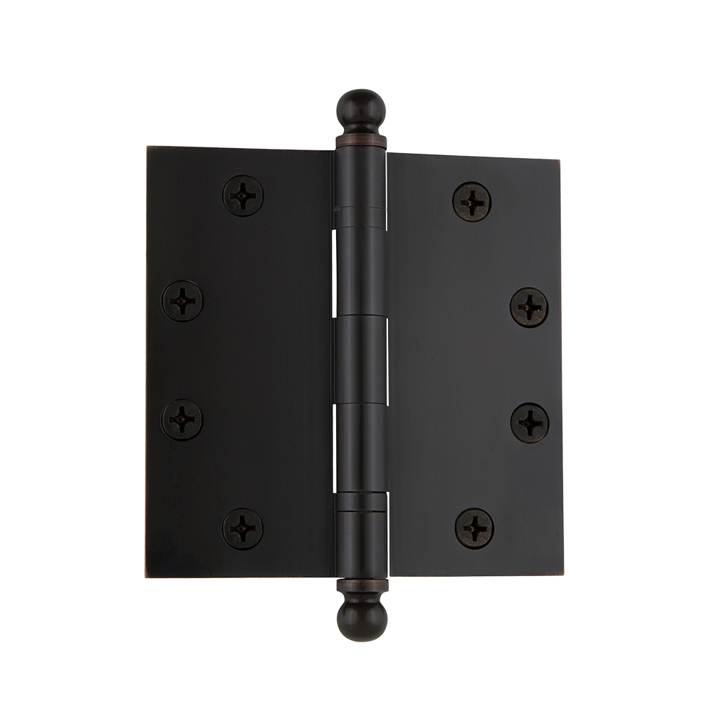 Nostalgic Warehouse BALHNG  4.5" Ball Tip Heavy Duty Hinge with Square Corners in Timeless Bronze