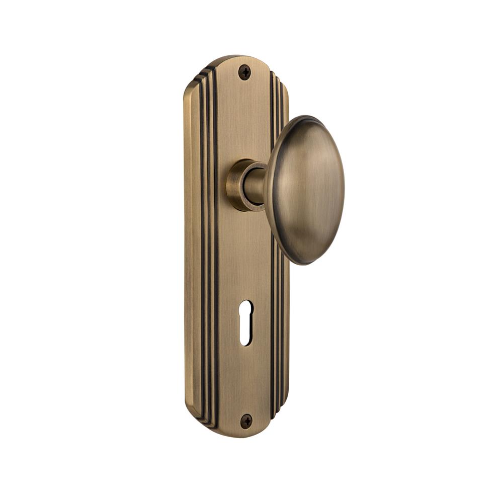 706325 Nostalgic Warehouse DECHOM Single Dummy Knob With Keyhole Deco  Plate with Homestead Knob in Antique Brass GoingKnobs