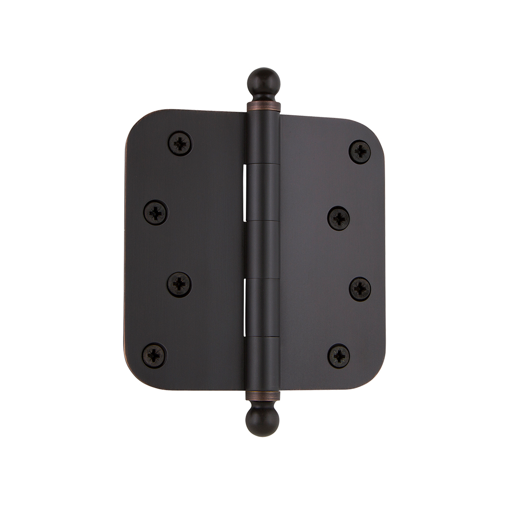 Nostalgic Warehouse BALHNG  4" Ball Tip Residential Hinge with 5/8" Radius Corners in Timeless Bronze
