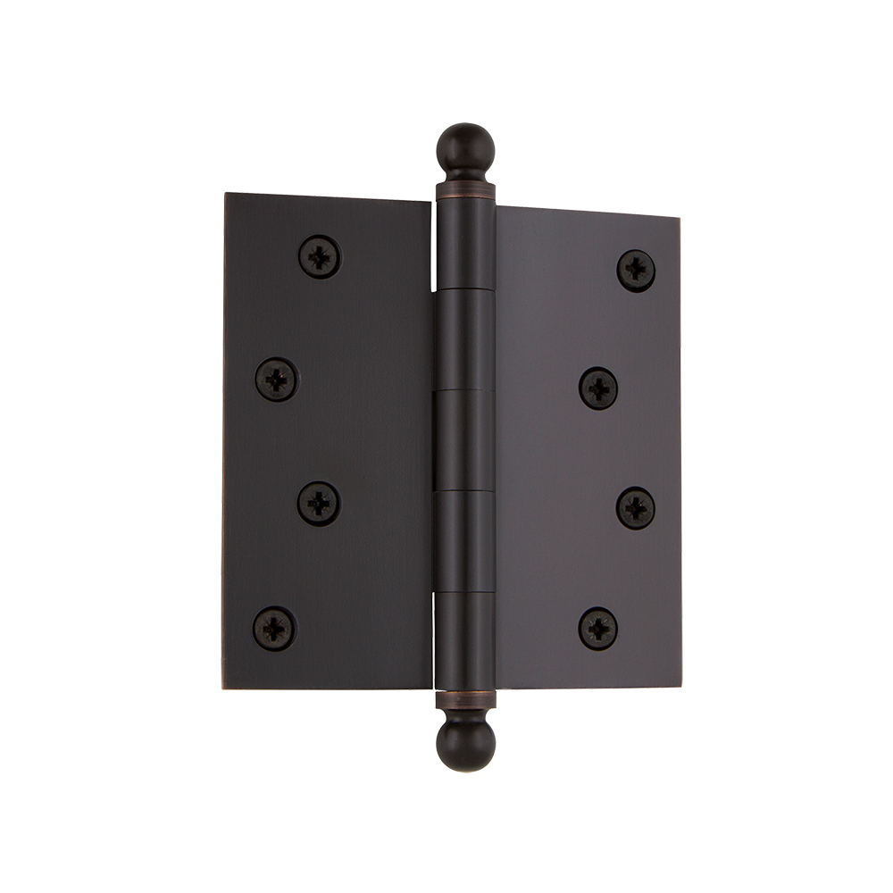 Nostalgic Warehouse BALHNG  4" Ball Tip Residential Hinge with Square Corners in Timeless Bronze