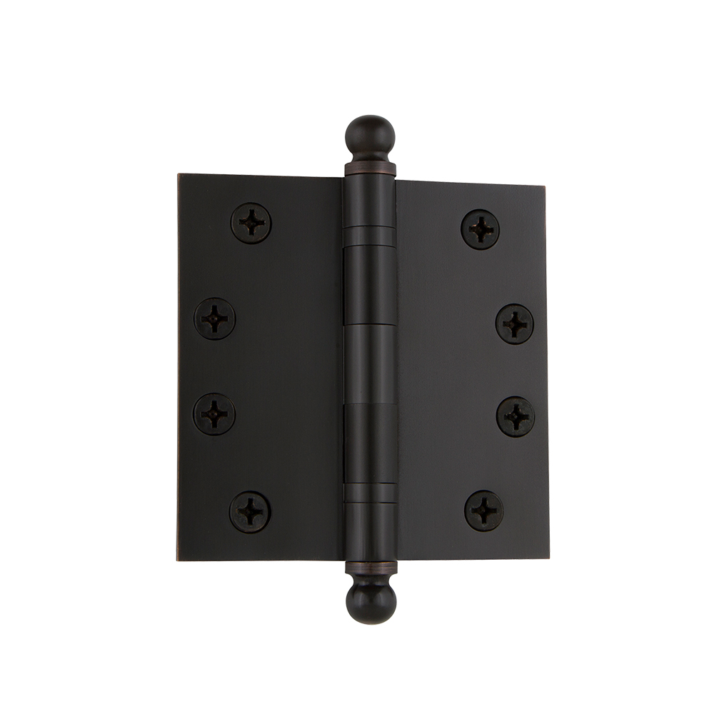 Nostalgic Warehouse BALHNG  4" Ball Tip Heavy Duty Hinge with Square Corners in Timeless Bronze