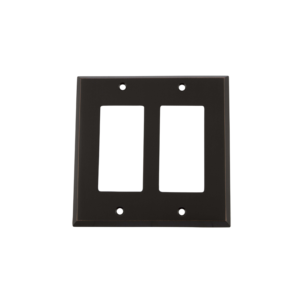 Nostalgic Warehouse NYKSWPLTR2 New York Switch Plate with Double Rocker in Timeless Bronze
