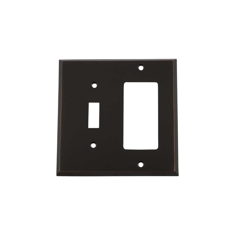 Nostalgic Warehouse NYKSWPLTTR New York Switch Plate with Toggle and Rocker in Timeless Bronze