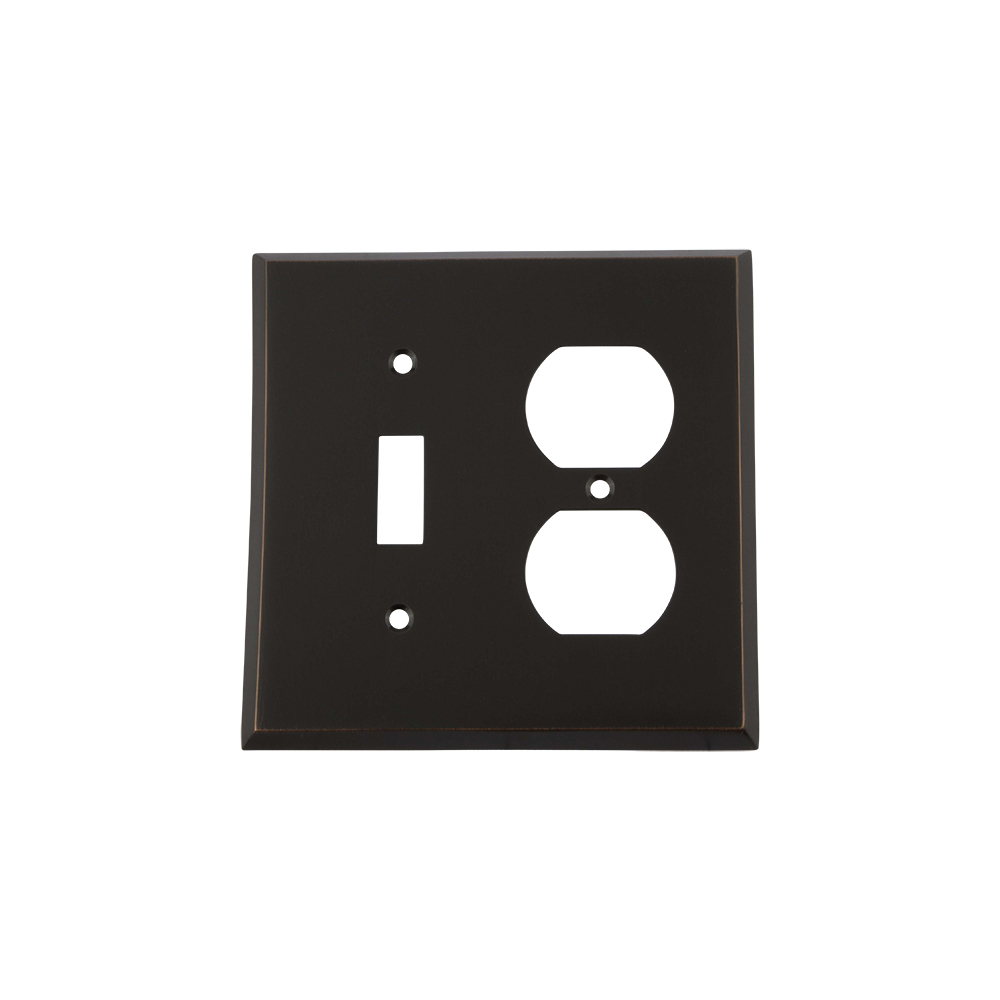 Nostalgic Warehouse NYKSWPLTTD New York Switch Plate with Toggle and Outlet in Timeless Bronze
