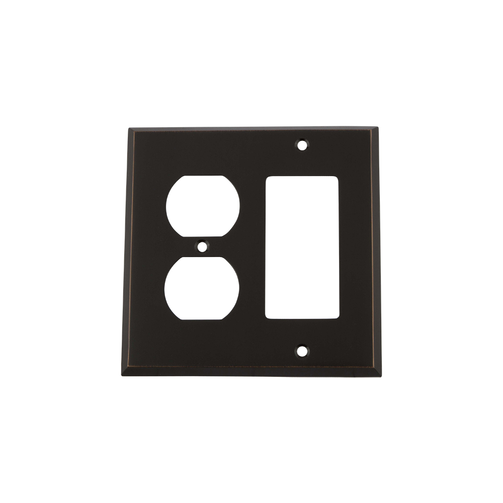 Nostalgic Warehouse NYKSWPLTRD New York Switch Plate with Rocker and Outlet in Timeless Bronze