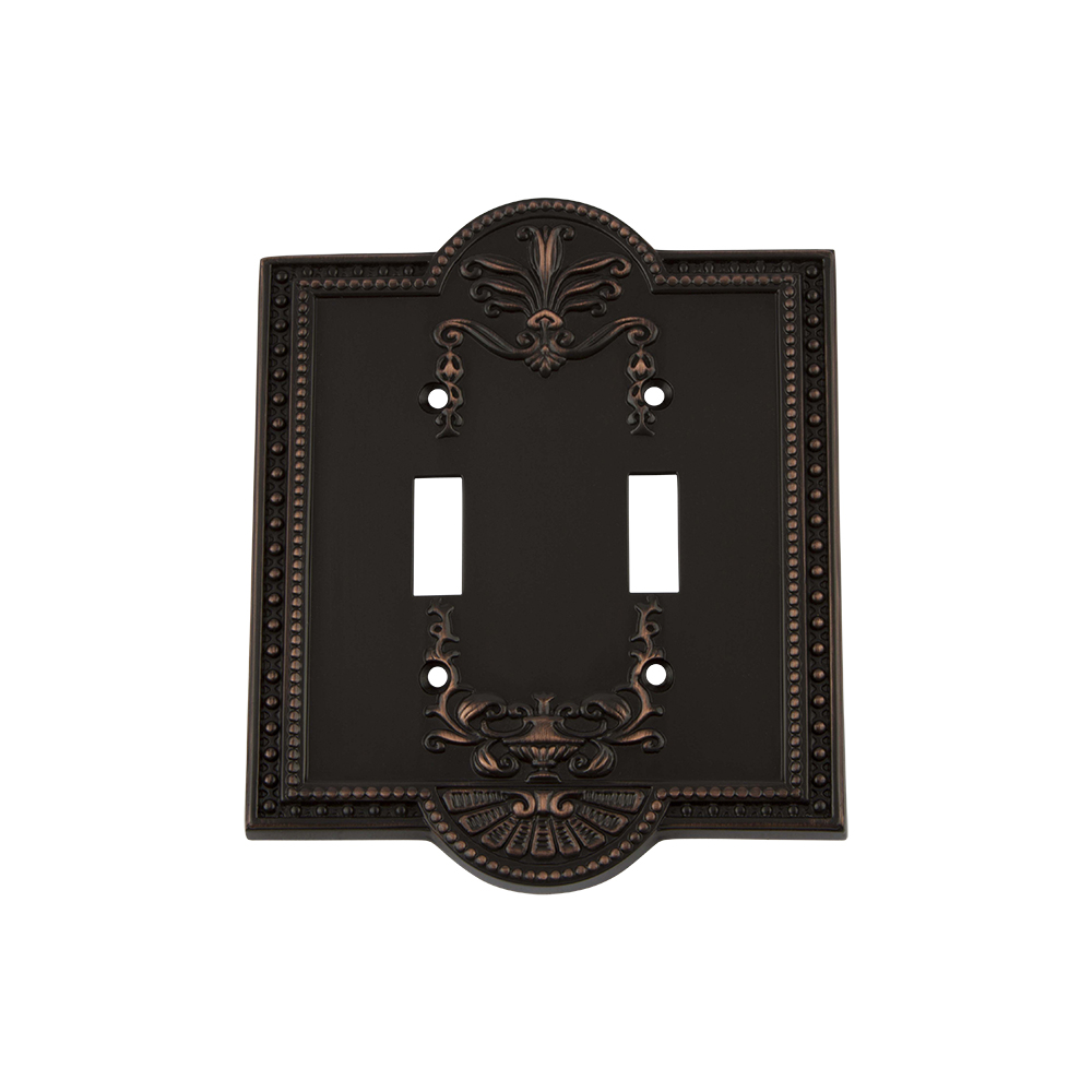 Nostalgic Warehouse MEASWPLTT2 Meadows Switch Plate with Double Toggle in Timeless Bronze