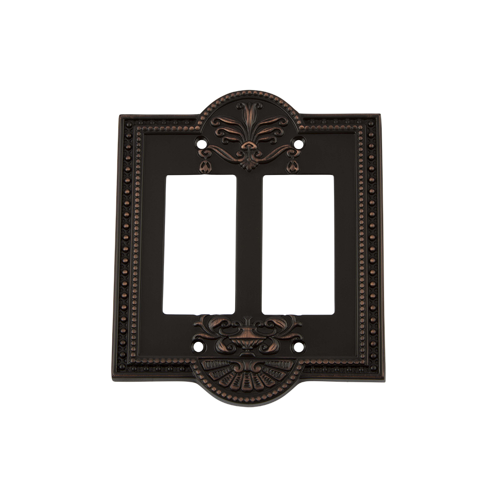 Nostalgic Warehouse MEASWPLTR2 Meadows Switch Plate with Double Rocker in Timeless Bronze