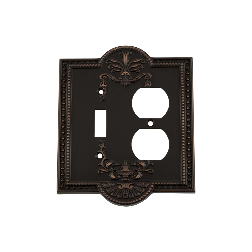 Nostalgic Warehouse MEASWPLTTD Meadows Switch Plate with Toggle and Outlet in Timeless Bronze