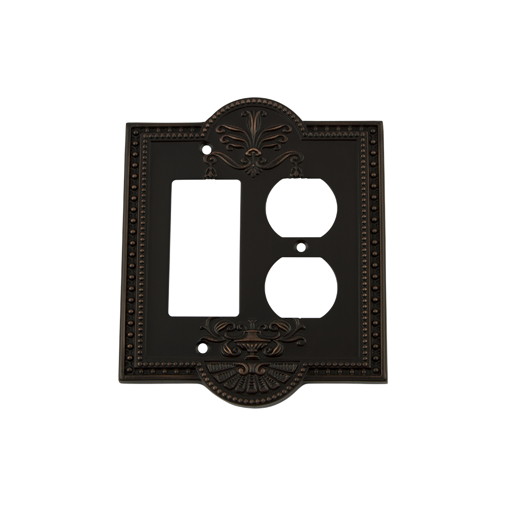 Nostalgic Warehouse MEASWPLTRD Meadows Switch Plate with Rocker and Outlet in Timeless Bronze
