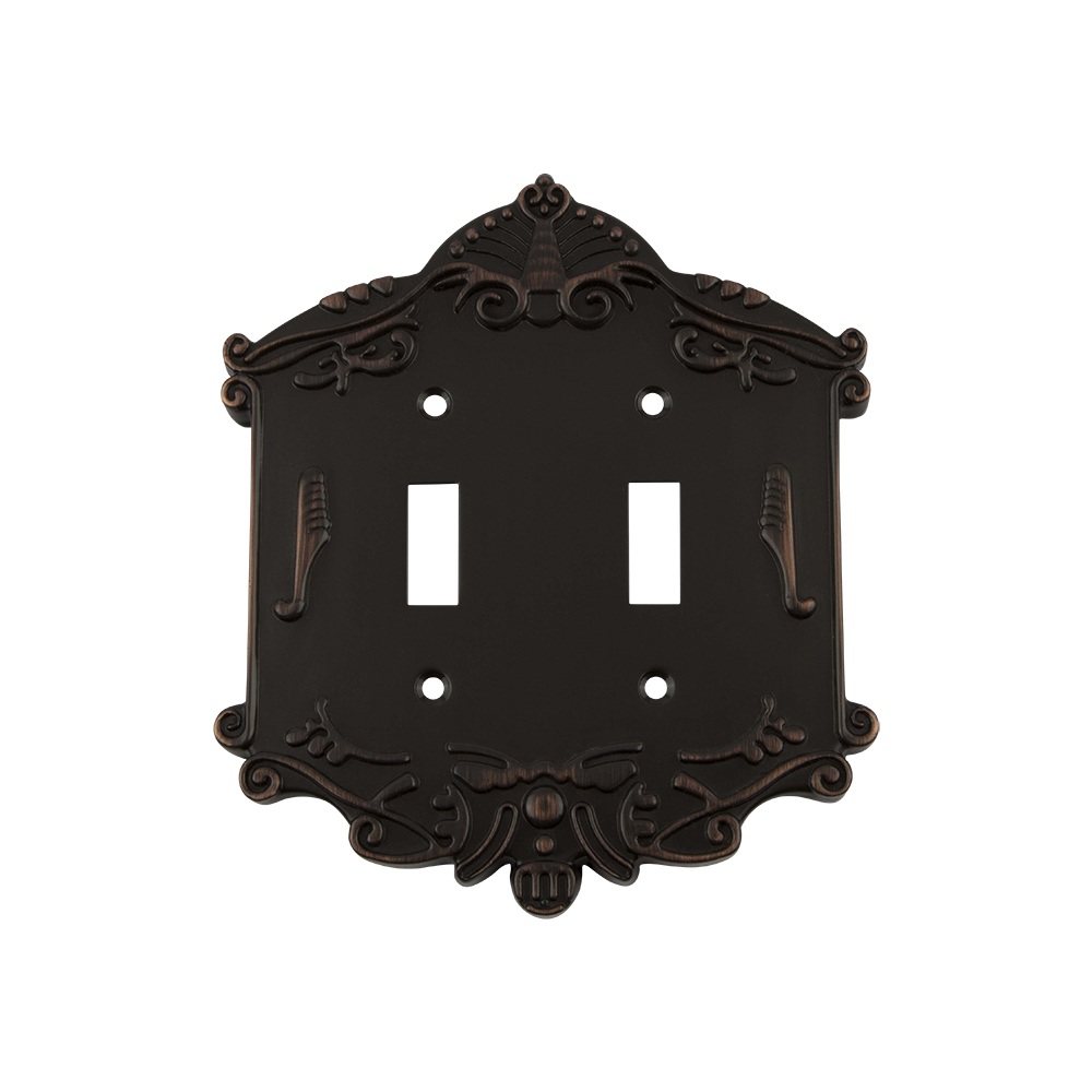 Nostalgic Warehouse VICSWPLTT2 Victorian Switch Plate with Double Toggle in Timeless Bronze