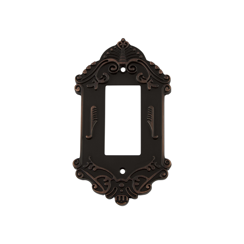 Nostalgic Warehouse VICSWPLTR1 Victorian Switch Plate with Single Rocker in Timeless Bronze