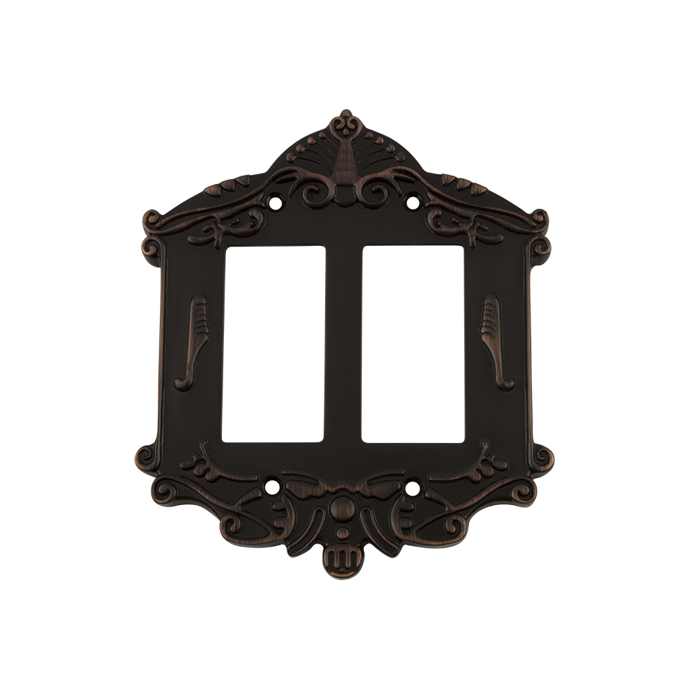 Nostalgic Warehouse VICSWPLTR2 Victorian Switch Plate with Double Rocker in Timeless Bronze