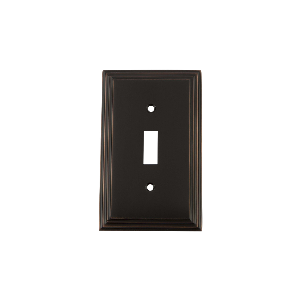 Nostalgic Warehouse DECSWPLTT1 Deco Switch Plate with Single Toggle in Timeless Bronze