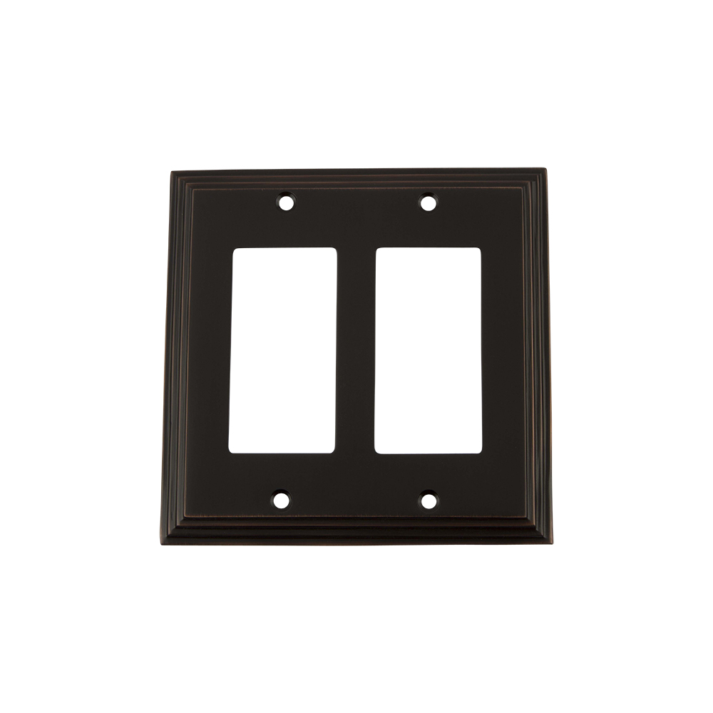 Nostalgic Warehouse DECSWPLTR2 Deco Switch Plate with Double Rocker in Timeless Bronze