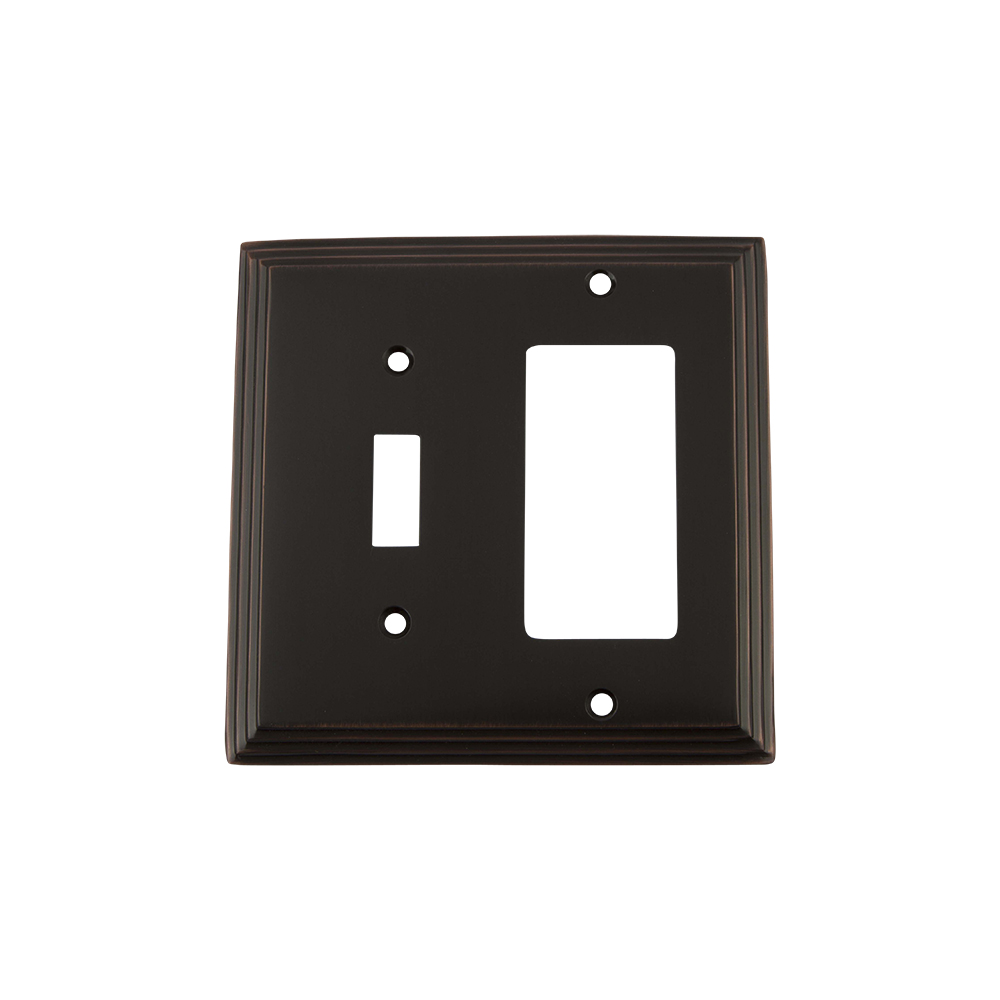 Nostalgic Warehouse DECSWPLTTR Deco Switch Plate with Toggle and Rocker in Timeless Bronze