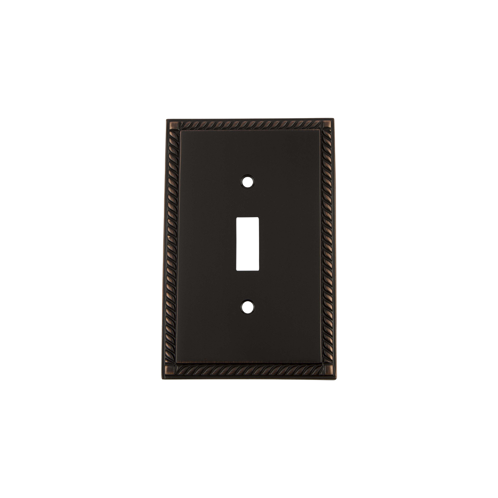 Nostalgic Warehouse ROPSWPLTT1 Rope Switch Plate with Single Toggle in Timeless Bronze