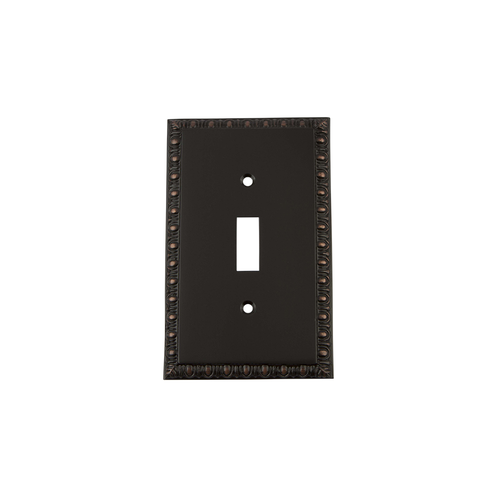 Nostalgic Warehouse EADSWPLTT1 Egg & Dart Switch Plate with Single Toggle in Timeless Bronze