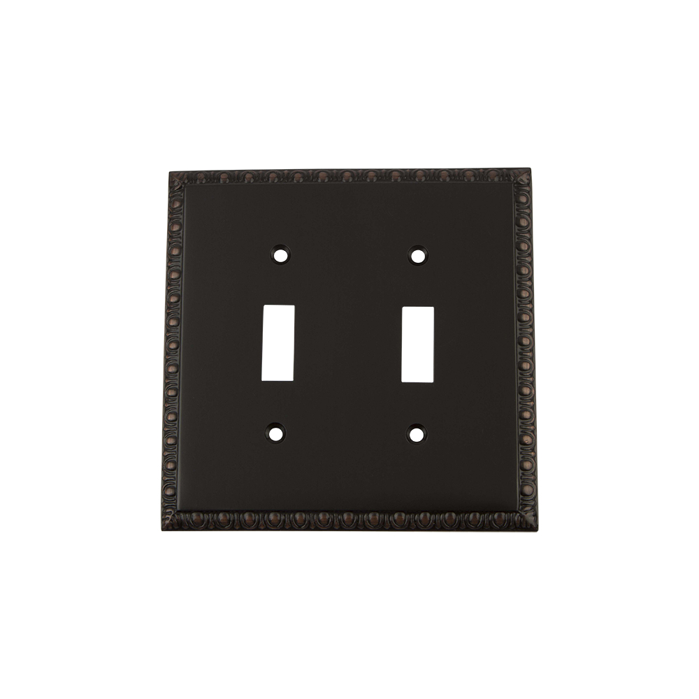 Nostalgic Warehouse EADSWPLTT2 Egg & Dart Switch Plate with Double Toggle in Timeless Bronze