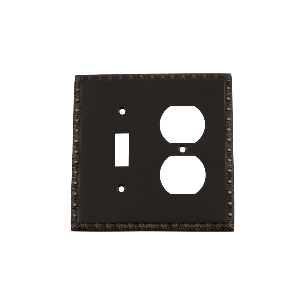 Nostalgic Warehouse EADSWPLTTD Egg & Dart Switch Plate with Toggle and Outlet in Timeless Bronze