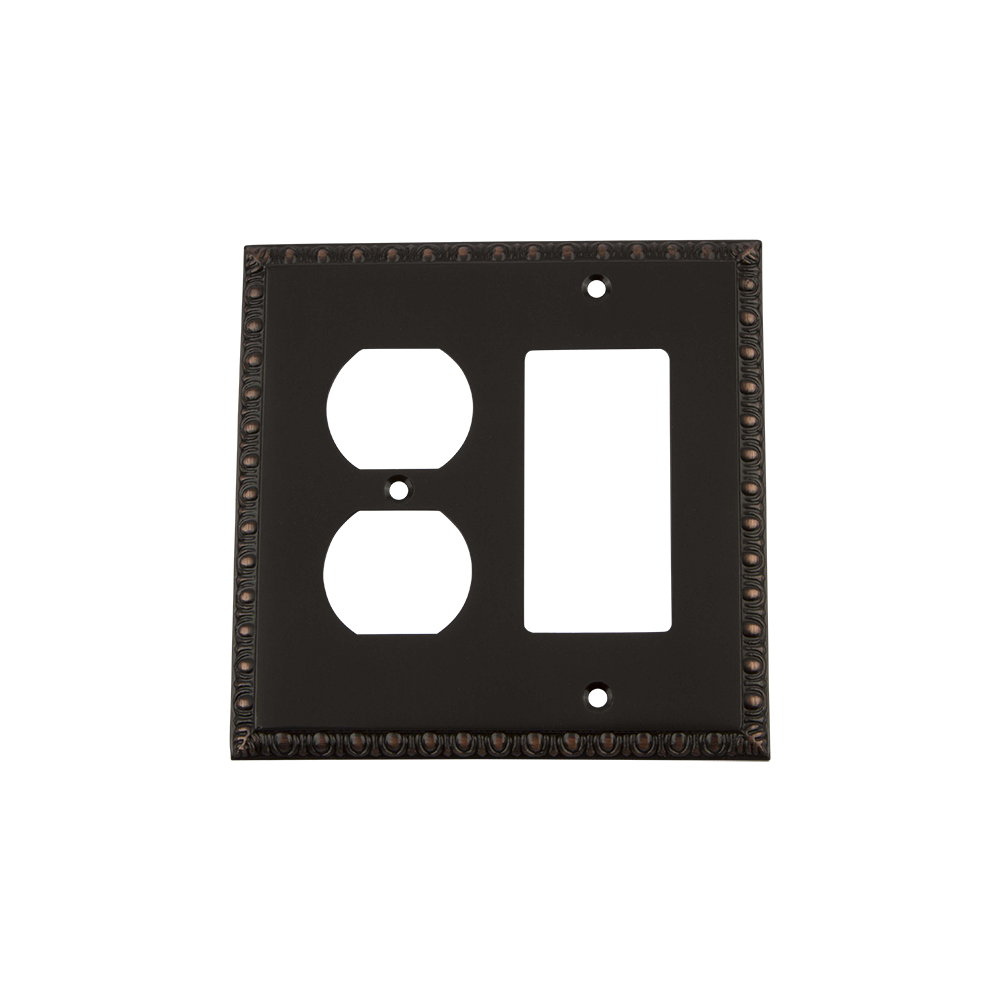Nostalgic Warehouse EADSWPLTRD Egg & Dart Switch Plate with Rocker and Outlet in Timeless Bronze