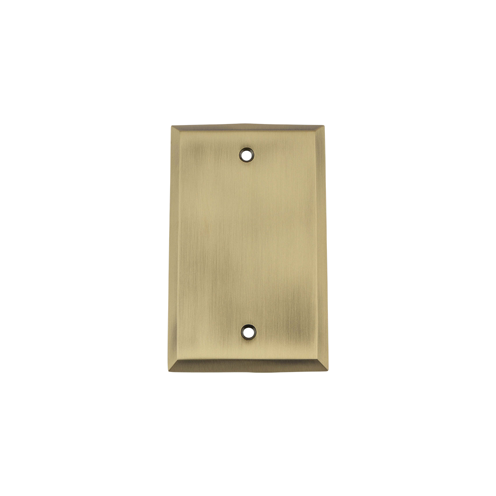 Nostalgic Warehouse NYKSWPLTB New York Switch Plate with Blank Cover in Antique Brass