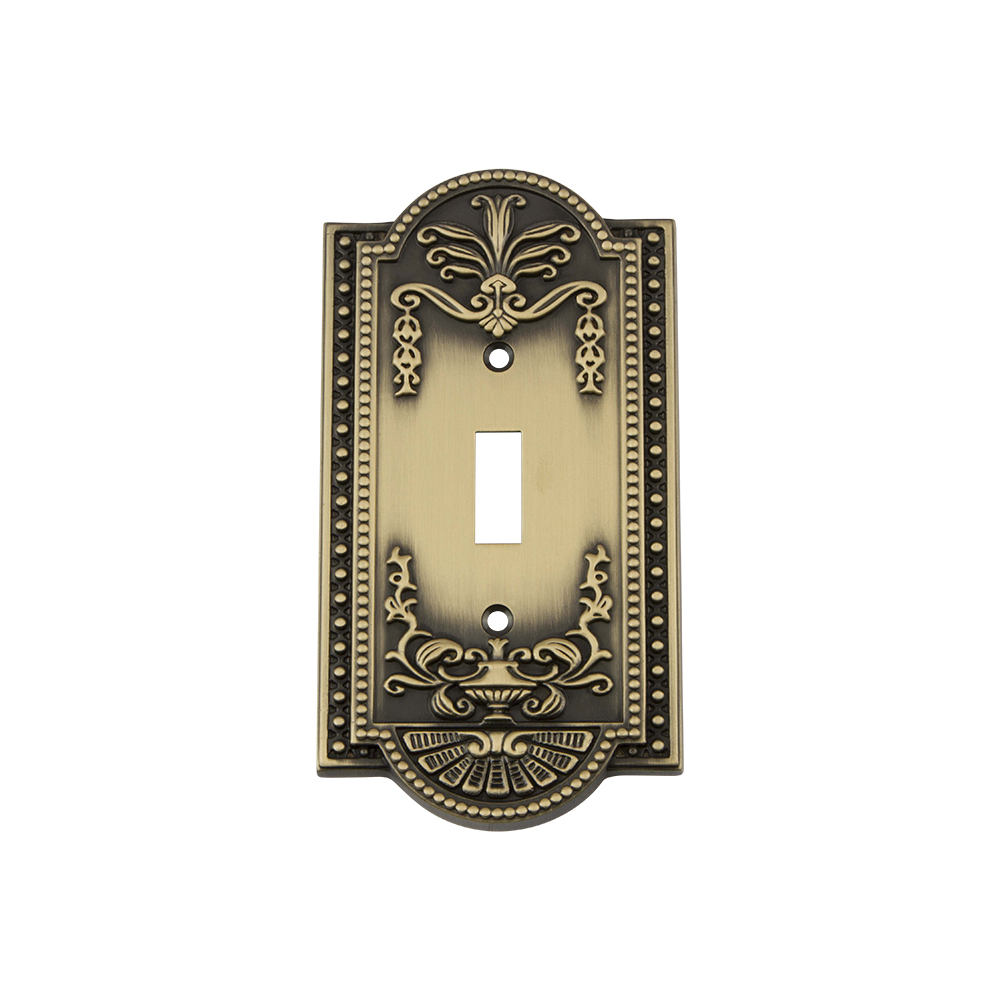 Nostalgic Warehouse MEASWPLTT1 Meadows Switch Plate with Single Toggle in Antique Brass