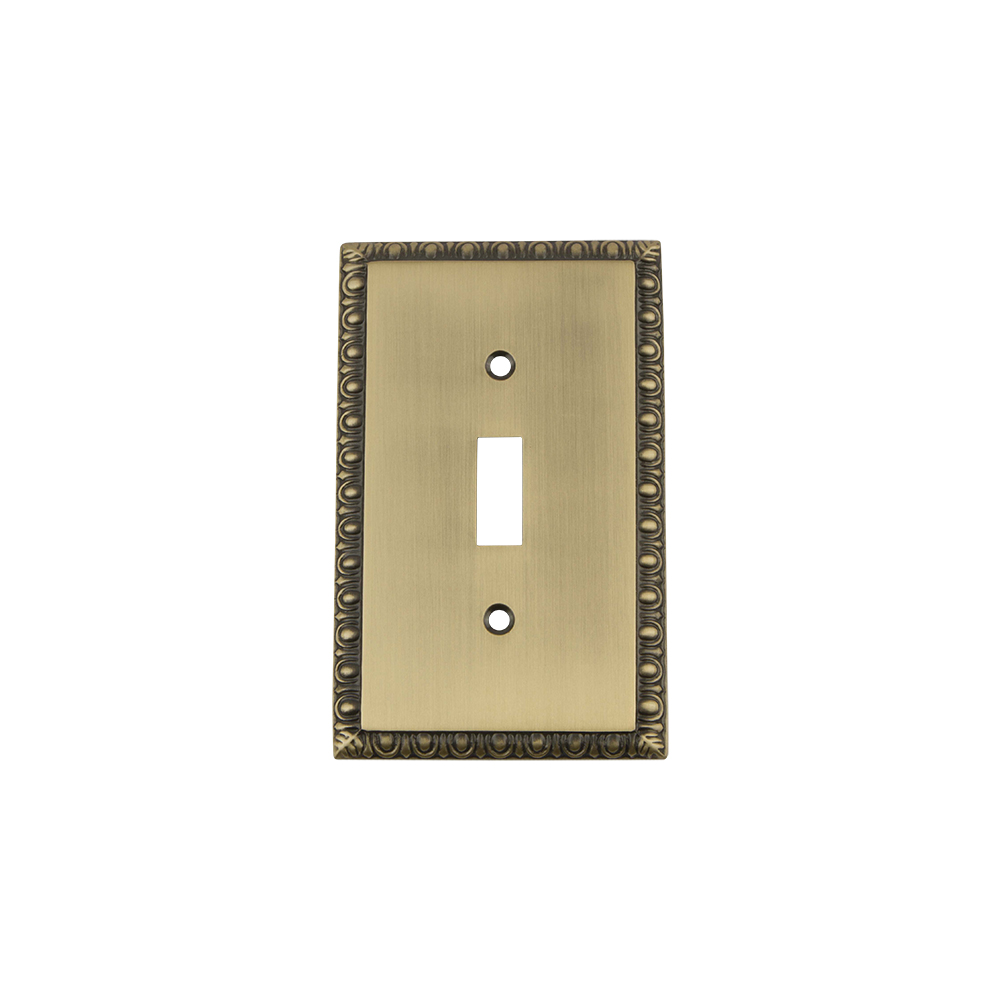 Nostalgic Warehouse EADSWPLTT1 Egg & Dart Switch Plate with Single Toggle in Antique Brass