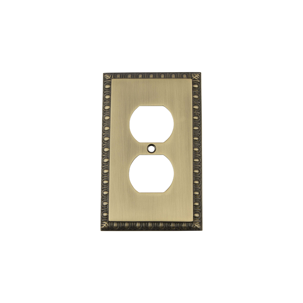 Nostalgic Warehouse EADSWPLTD Egg & Dart Switch Plate with Outlet in Antique Brass
