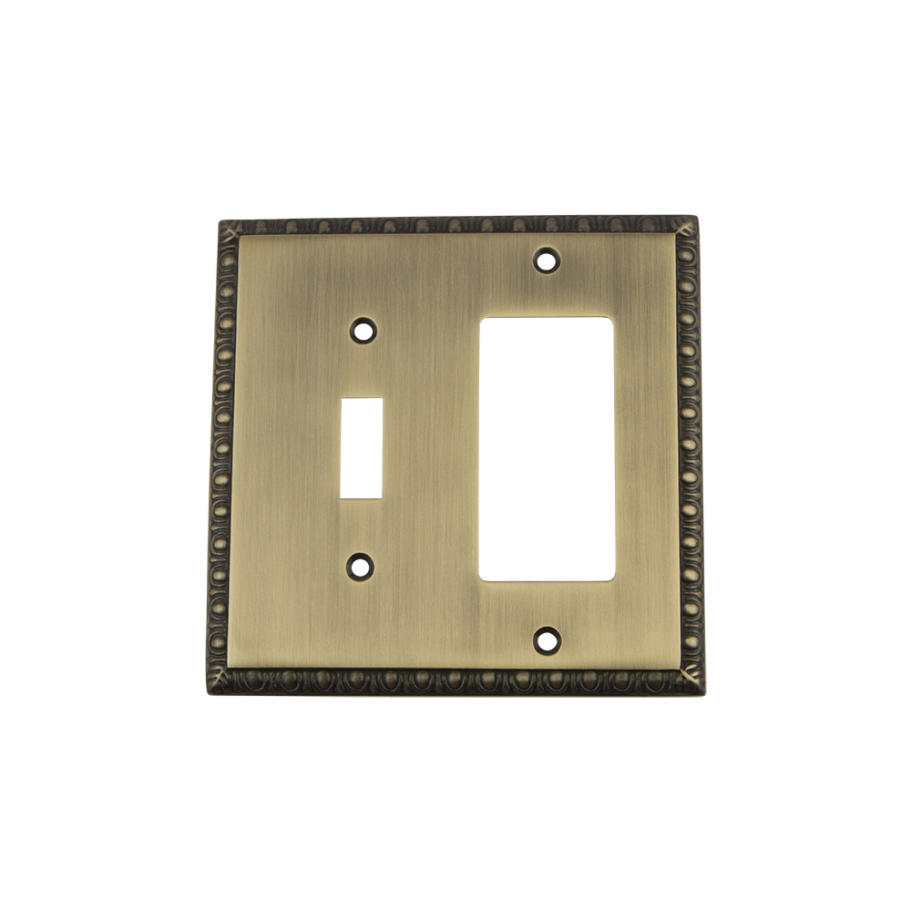 Nostalgic Warehouse EADSWPLTTR Egg & Dart Switch Plate with Toggle and Rocker in Antique Brass