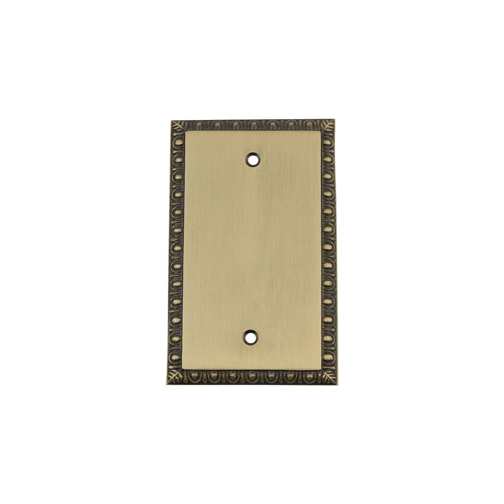 Nostalgic Warehouse EADSWPLTB Egg & Dart Switch Plate with Blank Cover in Antique Brass