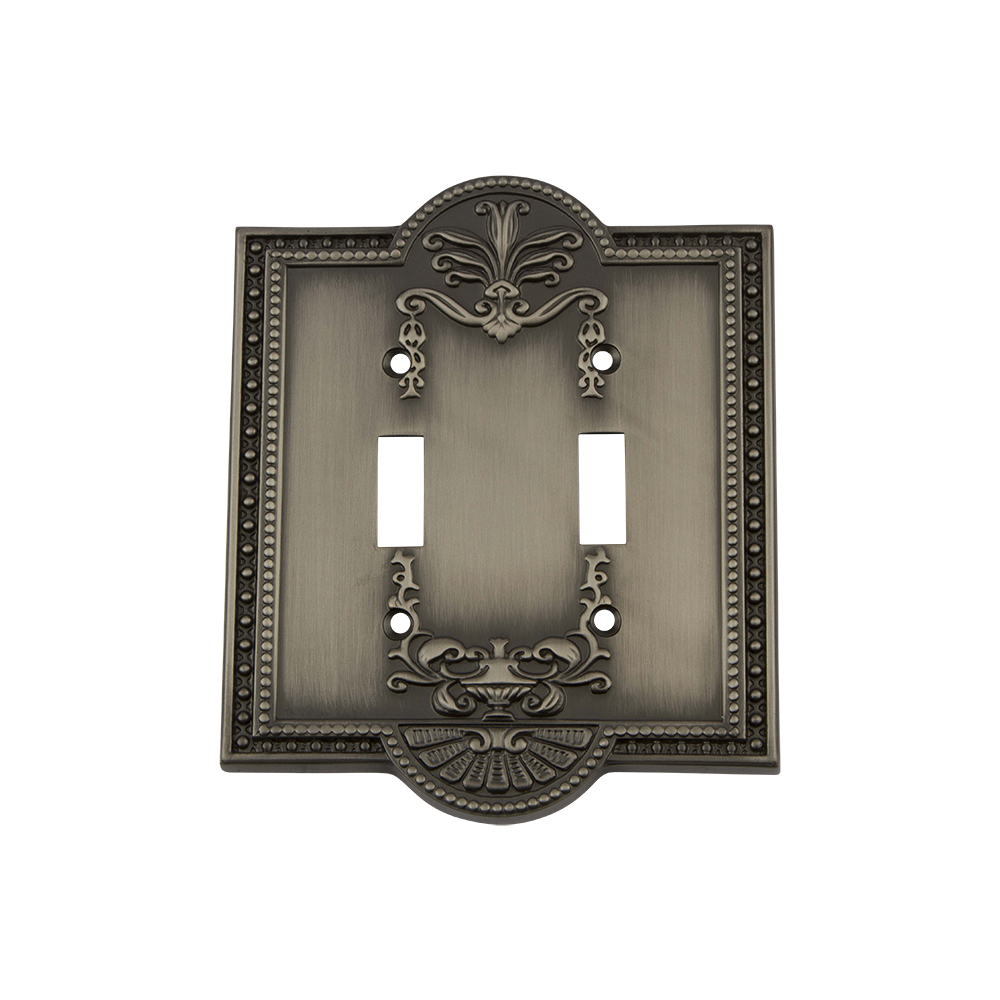 Nostalgic Warehouse MEASWPLTT2 Meadows Switch Plate with Double Toggle in Antique Pewter