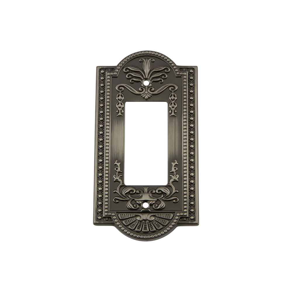 Nostalgic Warehouse MEASWPLTR1 Meadows Switch Plate with Single Rocker in Antique Pewter