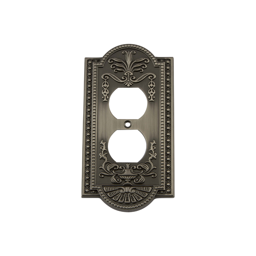 Nostalgic Warehouse MEASWPLTD Meadows Switch Plate with Outlet in Antique Pewter