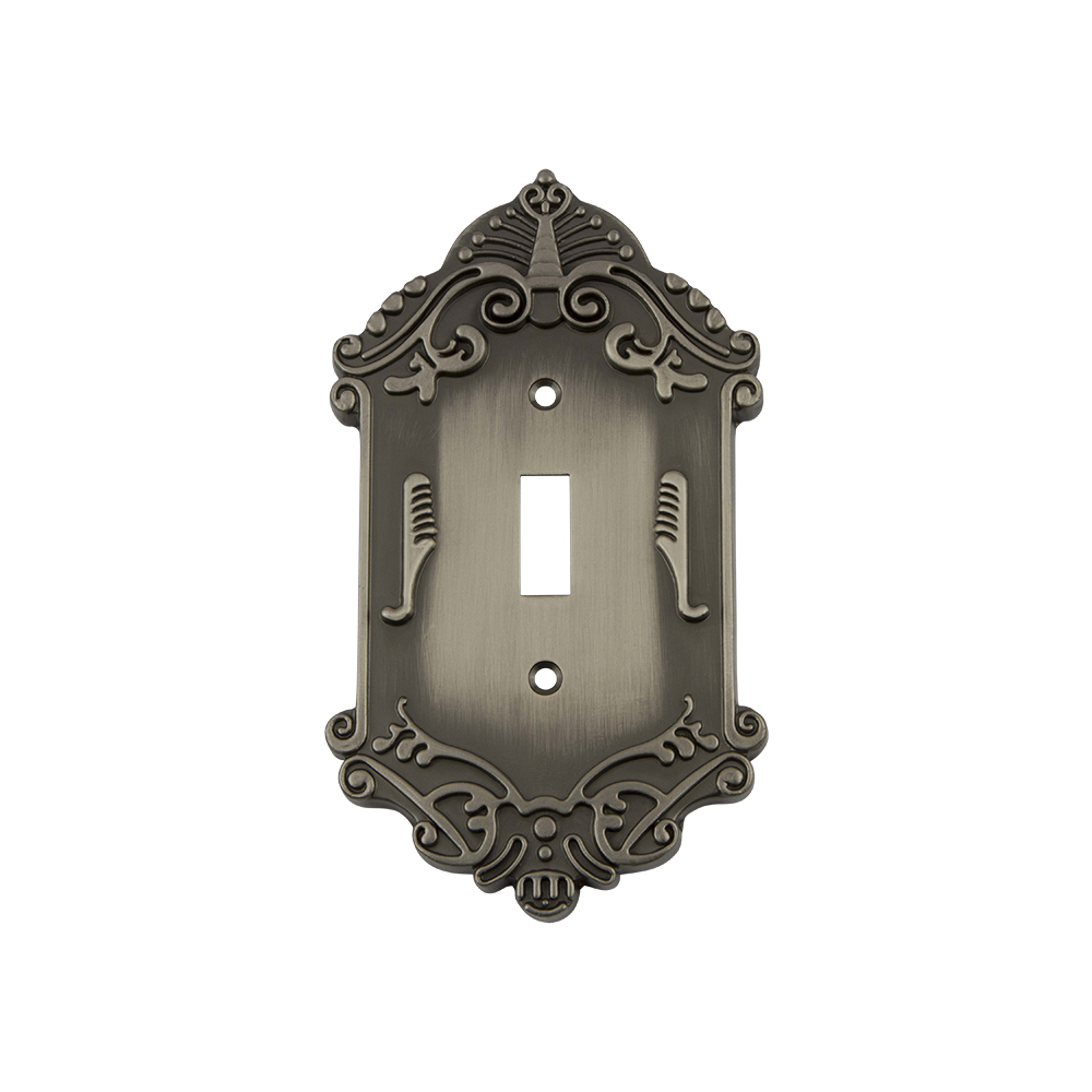 Nostalgic Warehouse VICSWPLTT1 Victorian Switch Plate with Single Toggle in Antique Pewter