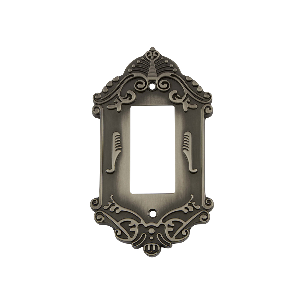 Nostalgic Warehouse VICSWPLTR1 Victorian Switch Plate with Single Rocker in Antique Pewter