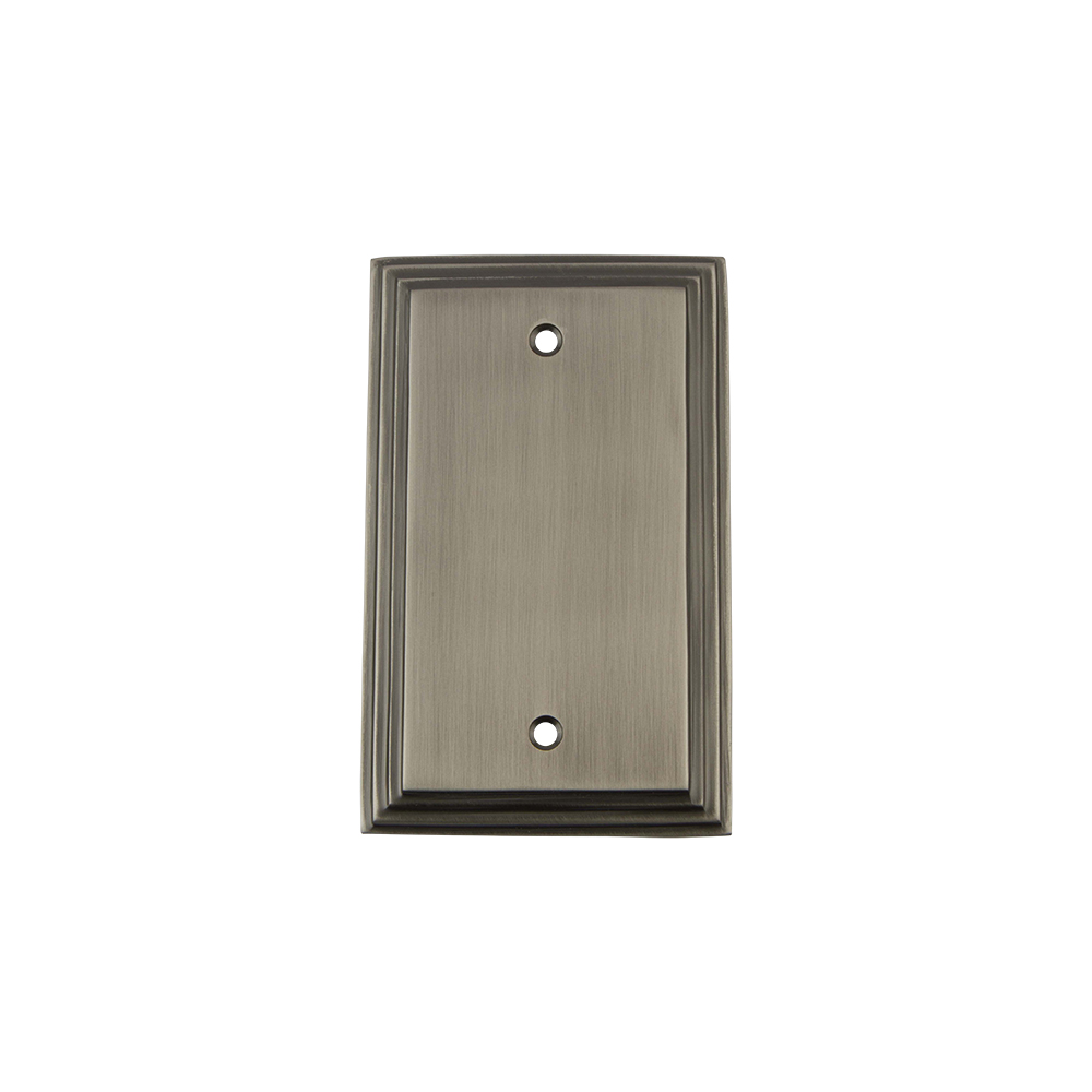 Nostalgic Warehouse DECSWPLTB Deco Switch Plate with Blank Cover in Antique Pewter