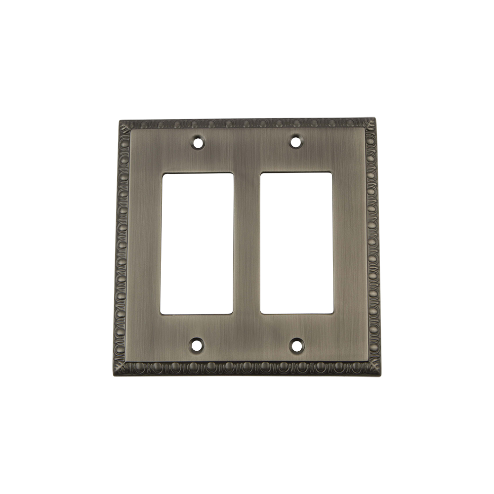 Nostalgic Warehouse EADSWPLTR2 Egg & Dart Switch Plate with Double Rocker in Antique Pewter