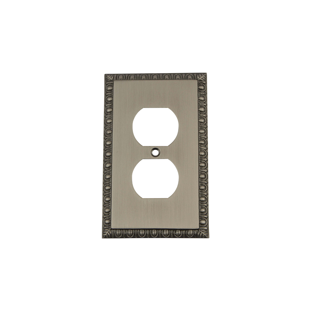 Nostalgic Warehouse EADSWPLTD Egg & Dart Switch Plate with Outlet in Antique Pewter