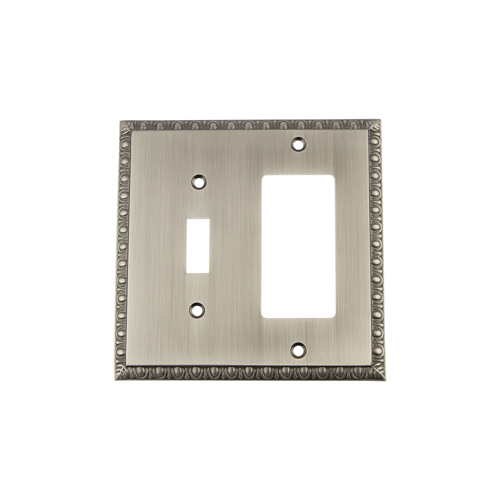 Nostalgic Warehouse EADSWPLTTR Egg & Dart Switch Plate with Toggle and Rocker in Antique Pewter