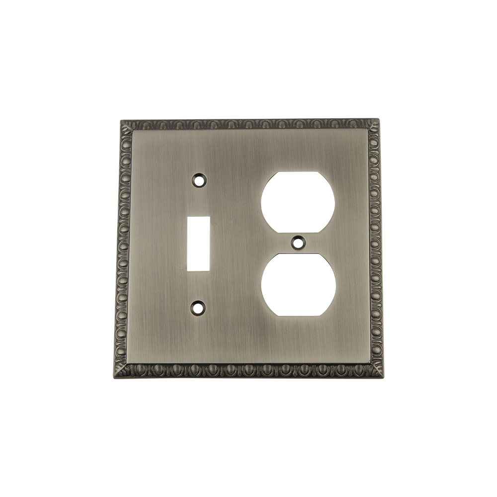 Nostalgic Warehouse EADSWPLTTD Egg & Dart Switch Plate with Toggle and Outlet in Antique Pewter