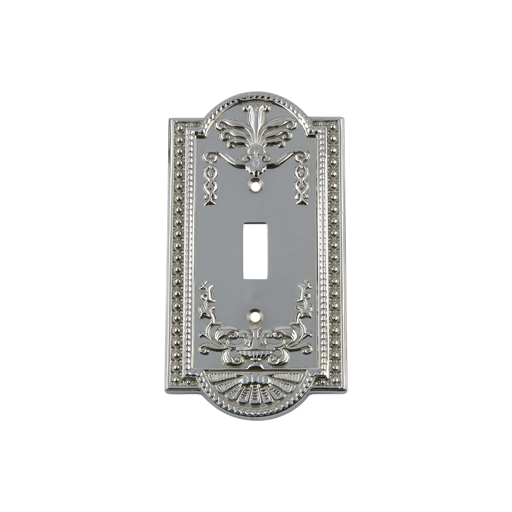Nostalgic Warehouse MEASWPLTT1 Meadows Switch Plate with Single Toggle in Bright Chrome