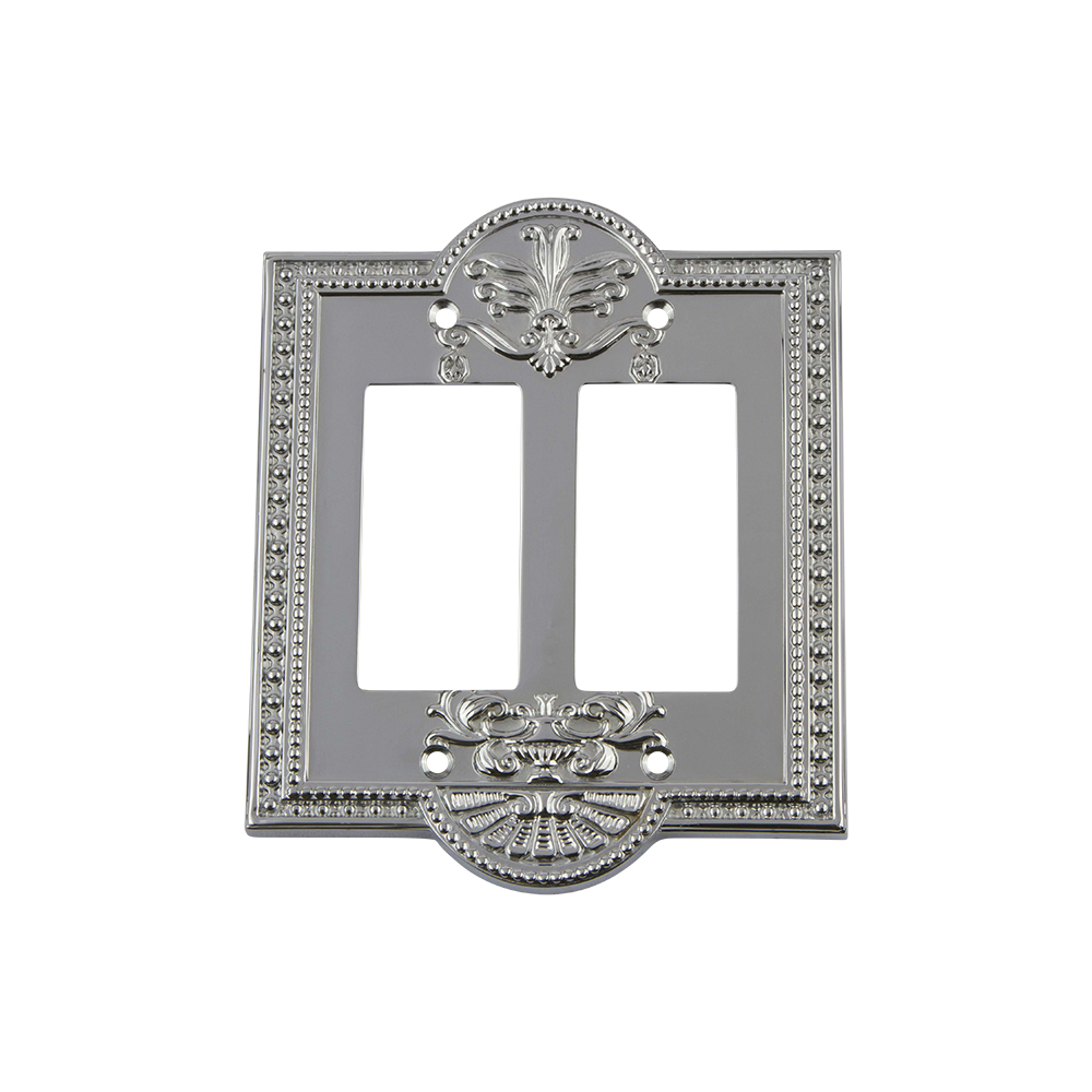 Nostalgic Warehouse MEASWPLTR2 Meadows Switch Plate with Double Rocker in Bright Chrome