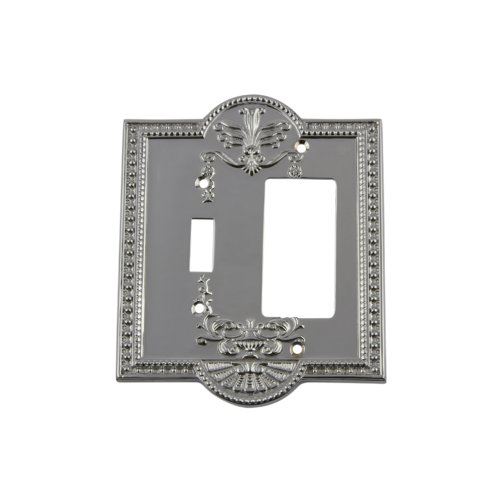 Nostalgic Warehouse MEASWPLTTR Meadows Switch Plate with Toggle and Rocker in Bright Chrome