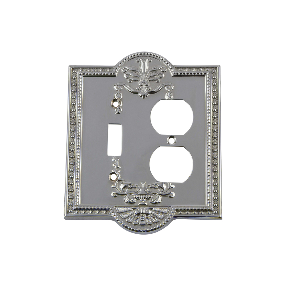 Nostalgic Warehouse MEASWPLTTD Meadows Switch Plate with Toggle and Outlet in Bright Chrome