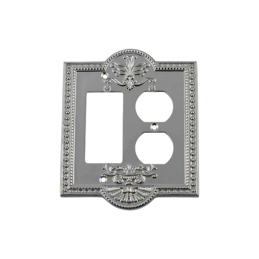 Nostalgic Warehouse MEASWPLTRD Meadows Switch Plate with Rocker and Outlet in Bright Chrome