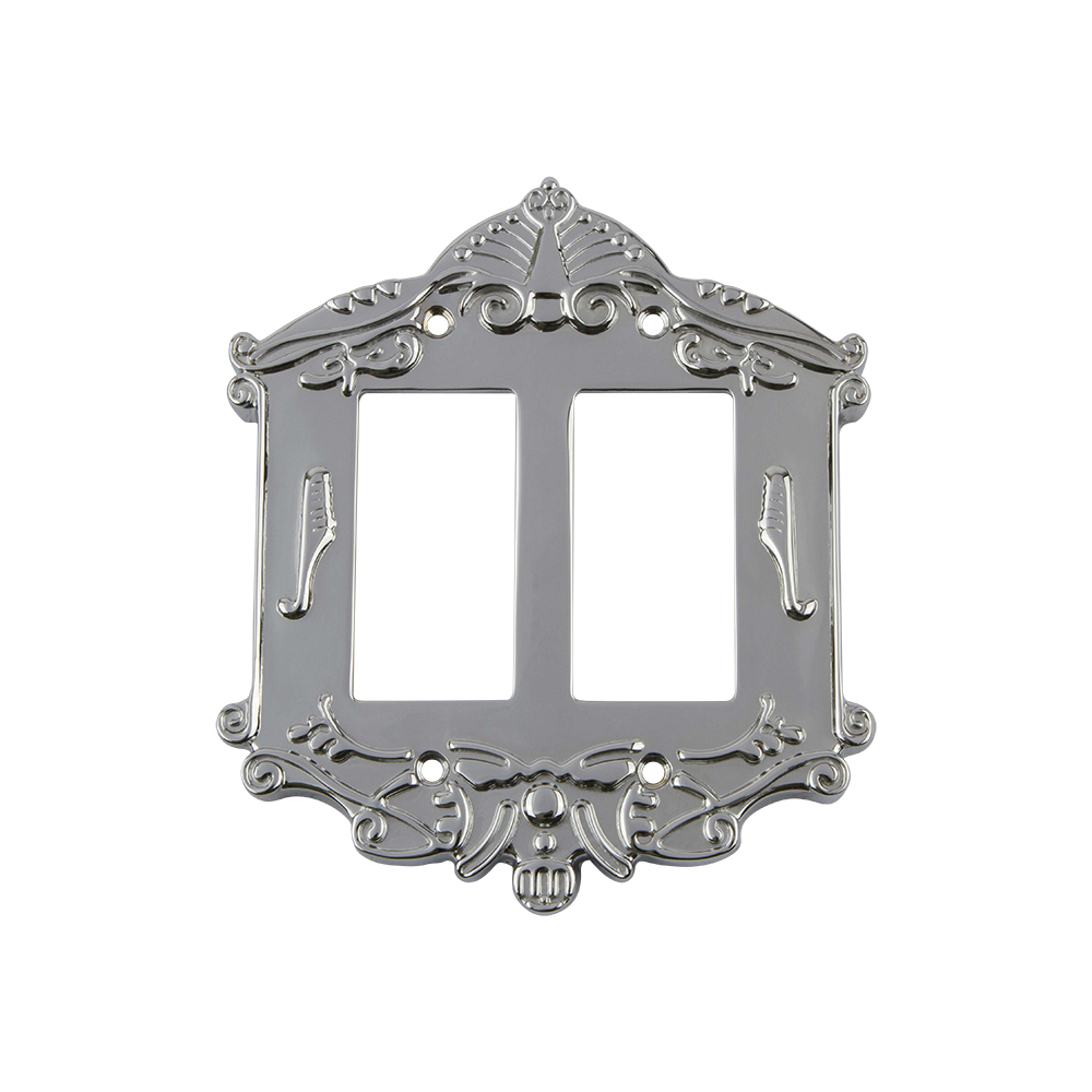 Nostalgic Warehouse VICSWPLTR2 Victorian Switch Plate with Double Rocker in Bright Chrome