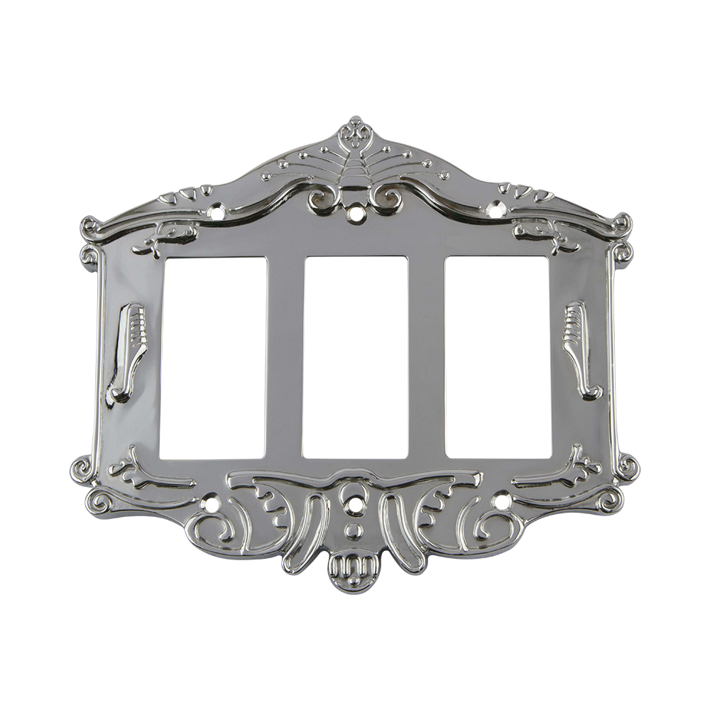 Nostalgic Warehouse VICSWPLTR3 Victorian Switch Plate with Triple Rocker in Bright Chrome