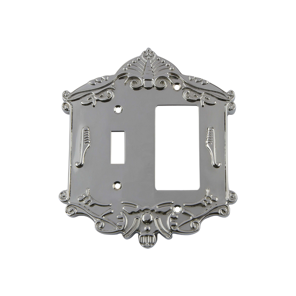 Nostalgic Warehouse VICSWPLTTR Victorian Switch Plate with Toggle and Rocker in Bright Chrome